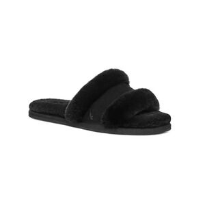 Koolaburra by UGG Milo Peep Black Faux Fur Slide Slippers Womens 11 NWB